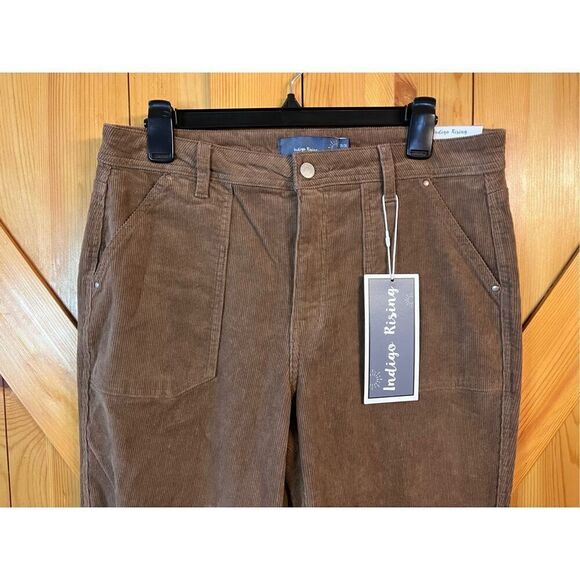 Indigo Rising Corduroy Brown High Rise Pants Flare Bootcut Retro Size 13/31 nwt - Picture 3 of 8